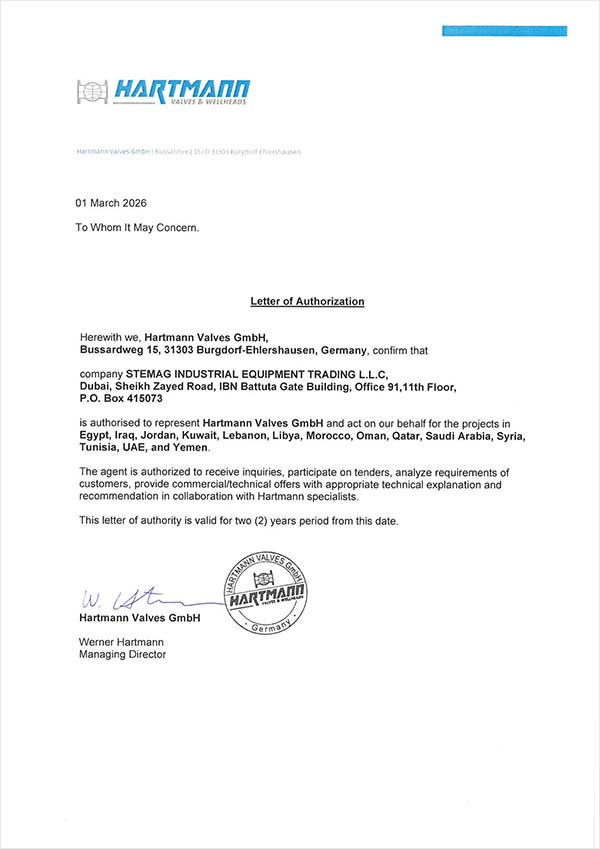 Letter of Authorization Hartmann Stemag
